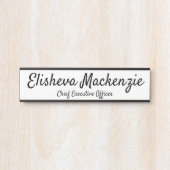 Zwart en wit Kantoor Deurteken Handtekeningen Naam Deurbordje (Voorkant)