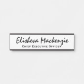 Zwart en wit Kantoor Deurteken Handtekeningen Naam Deurbordje (Voorkant)