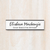 Zwart en wit Kantoor Deurteken Handtekeningen Naam Deurbordje (Voorkant)