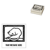 zwart en wit kat houtsnede rubberstempel (Gestempeld)