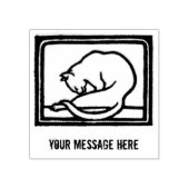 zwart en wit kat houtsnede rubberstempel (Afrduk)