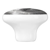 Zwart en wit kat kitten gezicht keramische knop (Zijkant)