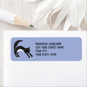 Zwart en wit Kat Return-adres Etiket (Insitu)