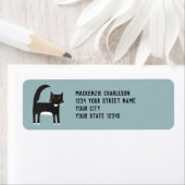 Zwart en wit Kat Return-adres Etiket (Insitu)