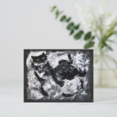 Zwart en wit kat schilderen briefkaart (Staand voorkant)