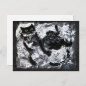 Zwart en wit kat schilderen briefkaart (Voorkant / Achterkant)