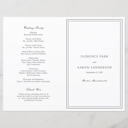 Zwart en wit katholiek trouwprogramma (Voorkant)