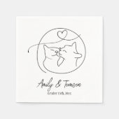 Zwart en wit katten Eenvoudig script Servet (Voorkant)