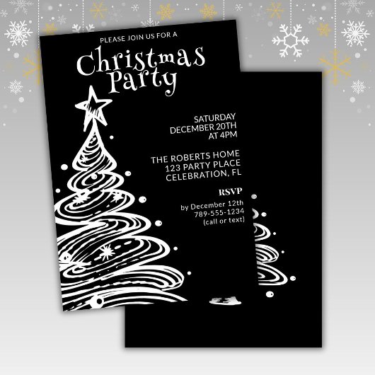 Zwart en Wit Kerstfeest Kaart