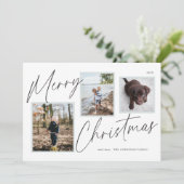 Zwart en wit Kerstmis Foto Feestdagenkaart (Staand voorkant)