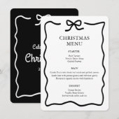 Zwart en wit Kerstmis Menu (Voorkant / Achterkant)