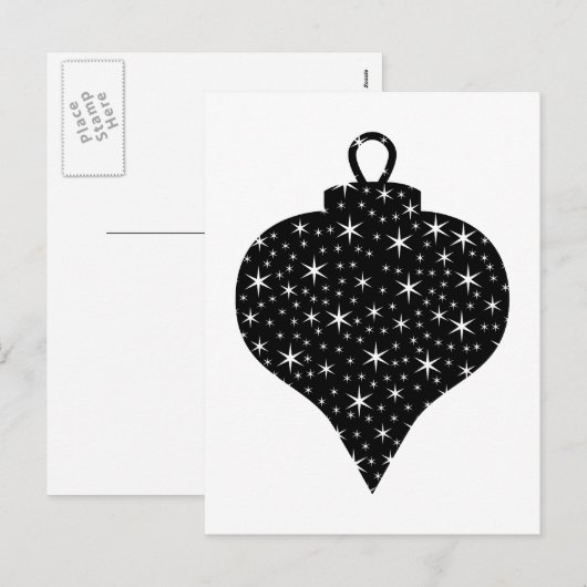 Zwart en wit kerstontwerp. feestdagenkaart (Voorkant / Achterkant)