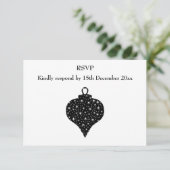 Zwart en wit kerstontwerp. RSVP kaartje (Staand voorkant)