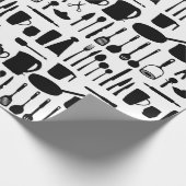 Zwart en wit keukenpapier cadeaupapier (Hoek)