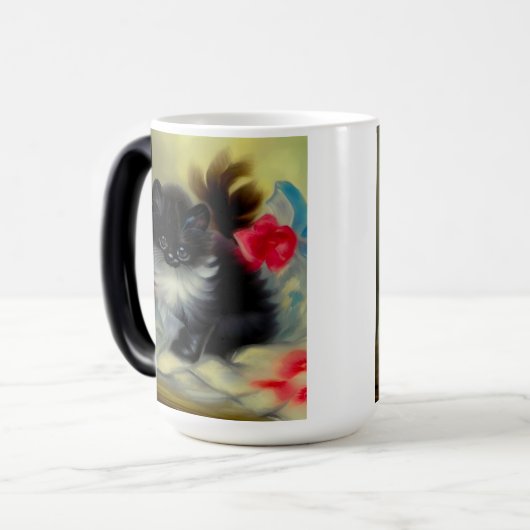  zwart en wit, keukenverf magische mok (Voorkant links)