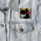 zwart en wit, keukenverf vierkante button 5,1 cm (In situ)