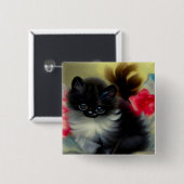 zwart en wit, keukenverf vierkante button 5,1 cm (Voorkant /achterkant)