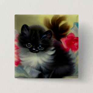 zwart en wit, keukenverf vierkante button 5,1 cm