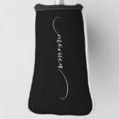Zwart en Wit Klasse Gebogen Swash Handtekening Naa Golfheadcover (Draai 90)