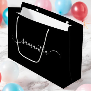 Zwart en wit Klasse Gebogen Swash Handtekening Naa Groot Cadeauzakje