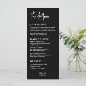 Zwart en wit klassiek elegant huwelijk menu (Staand voorkant)