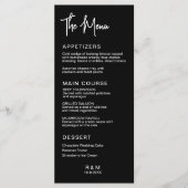 Zwart en wit klassiek elegant huwelijk menu (Voorkant)
