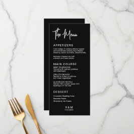 Zwart en wit klassiek elegant huwelijk menu