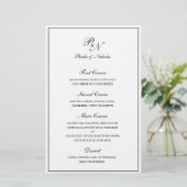 Zwart en wit klassiek elegant trouwmenu (Staand voorkant)