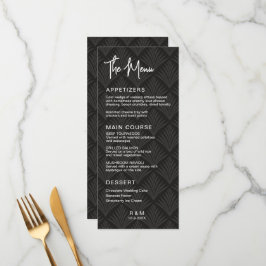 Zwart en wit klassiek elegante trouw menu