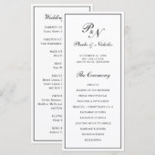 Zwart en wit klassiek elegante trouwdag programmakaart (Voorkant / Achterkant)