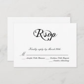 Zwart en wit Klassieke bruiloft RSVP Kaartje (Voorkant / Achterkant)