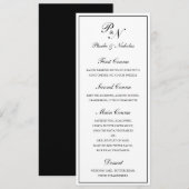 Zwart en wit klassieke elegante bruiloft menu (Voorkant / Achterkant)
