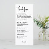 Zwart en wit klassieke elegante trouw menu (Staand voorkant)