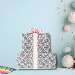 Zwart en Wit Kleur je eigen Chrysanthemum Cadeaupapier