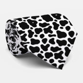 Zwart en wit koeienpatronen stropdas (Opgerold)