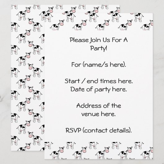 Zwart en wit koeienpatroon. kaart (Voorkant / Achterkant)