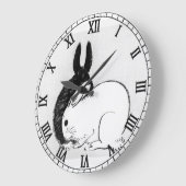  zwart en wit konijnenkonijn grote klok (Hoek)