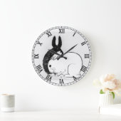  zwart en wit konijnenkonijn grote klok (Huis)