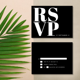 Zwart en Wit Krachtig Minimalistisch Eenvoudig Huw RSVP Kaartje