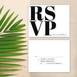 Zwart en Wit Krachtig Minimalistisch Eenvoudig Huw RSVP Kaartje