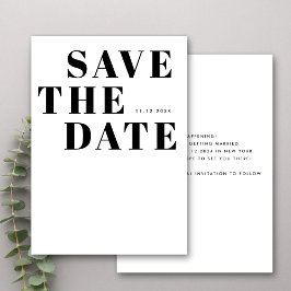 Zwart en Wit Krachtig Minimalistisch Eenvoudig Huw Save The Date