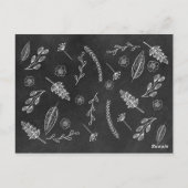 Zwart en wit krijtbord bloemensave the date briefkaart (Achterkant)