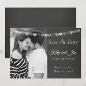 Zwart en wit krijtbord foto save the date (Voorkant / Achterkant)