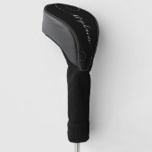 Zwart en Wit Krullerig Script Naam Golfheadcover (Schuin)