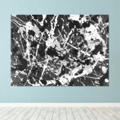 ZWART EN WIT L V - Action painting -Abstract- Canvas Afdruk (Insitu (Houten vloer))