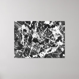 ZWART EN WIT L V - Action painting -Abstract- Canvas Afdruk