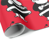  zwart en wit lachen kerstman op rood cadeaupapier (Rol Hoek)