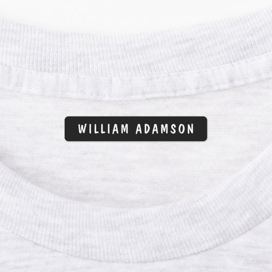 Zwart en wit lange achternaam | waterdichte kledin labels (Aangebracht)