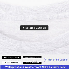 Zwart en wit lange achternaam | waterdichte kledin labels