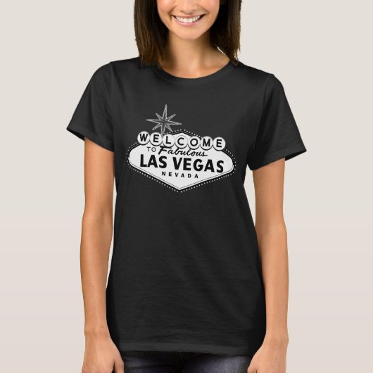 Zwart en wit Las Vegas Sign T-shirt (Voorkant)